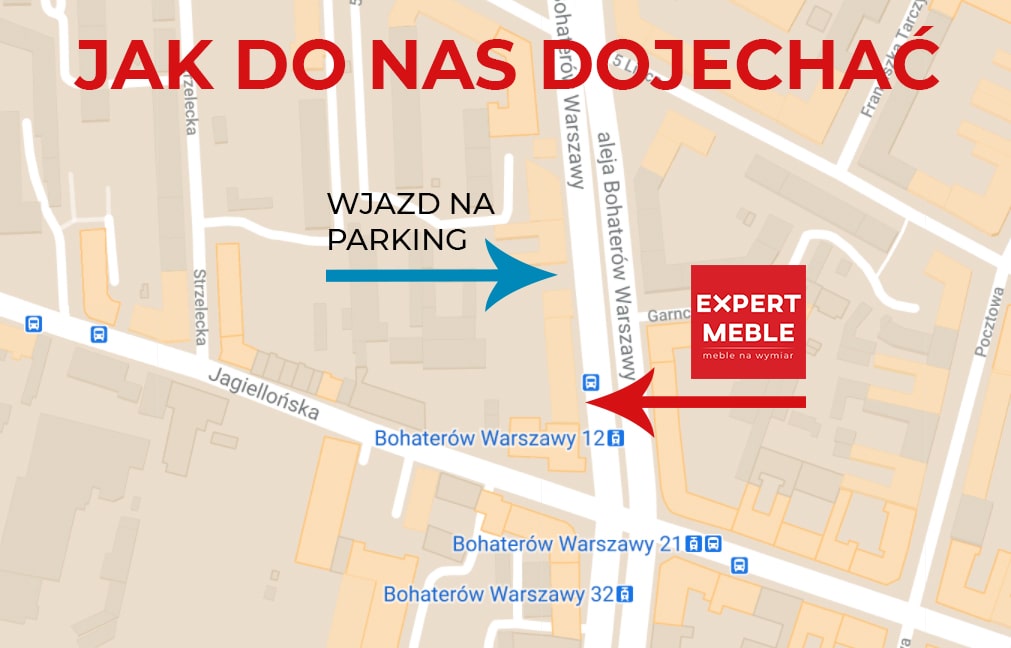 Mapa dojazdu na bezpłatny parking obok naszego biura do expertmeble.com Szczecinie